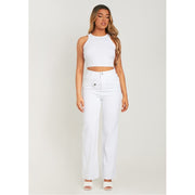 Missy Empire Waist Detail Wide Leg Jeans