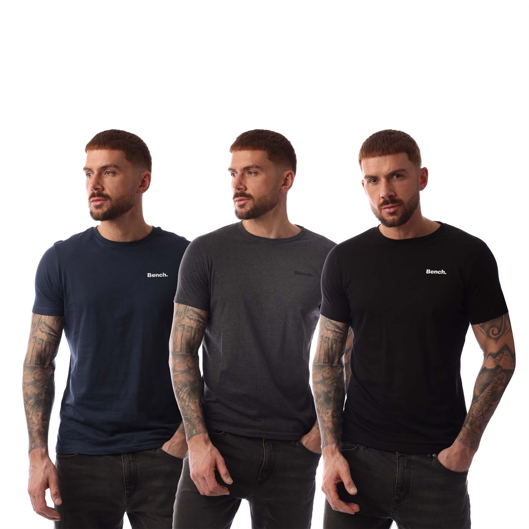 Bench Mens Platten 3 Pack T-Shirts