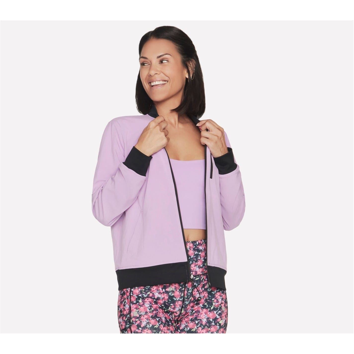 Skechers Skechweave Floral Patterned Bomber Jacket with Ribbed Cuff