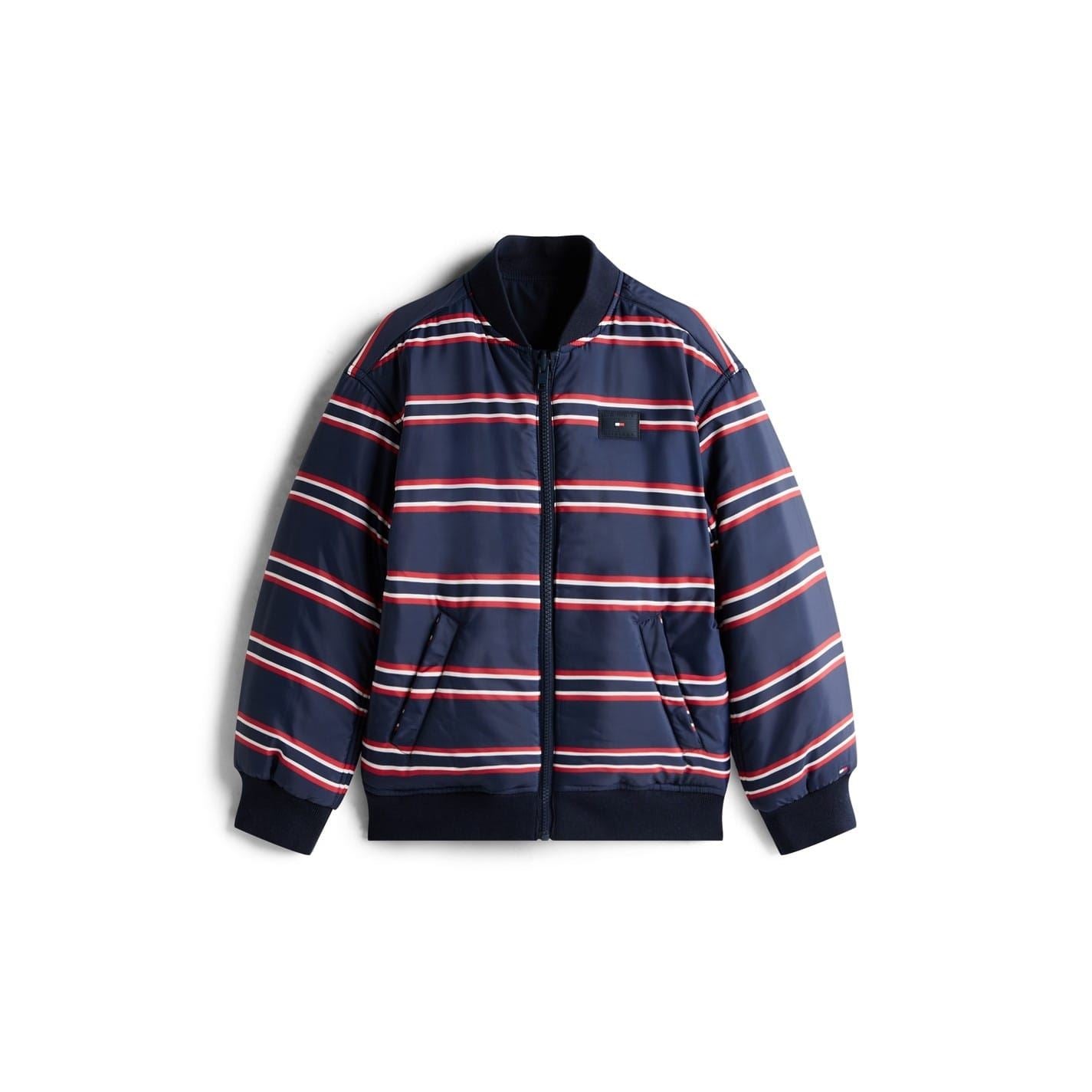 Tommy Hilfiger Varsity Stripe Patterned Ribbed Cuff Bomber Jacket