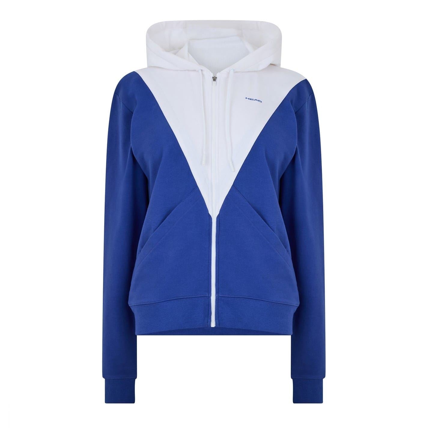 Head Flurry Color Block Hooded Ribbed Cuff Sweat Jacket