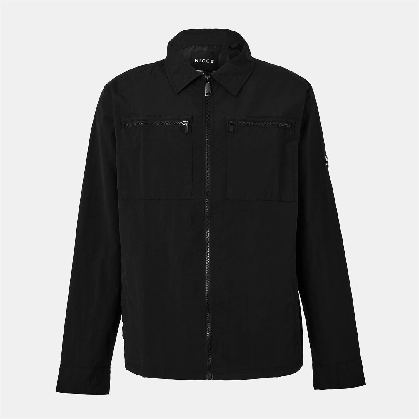 Nicce Solid Patterned Snap Button Zipped Pocket Overshirt