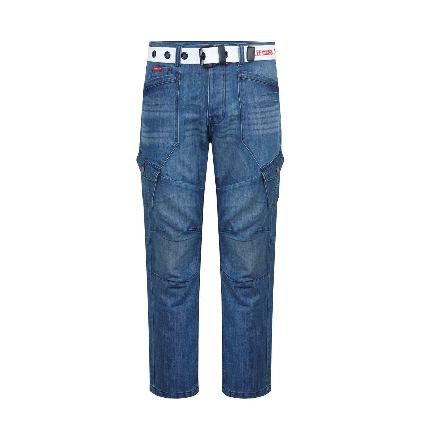 Lee Cooper Mens Belted Cargo Jeans