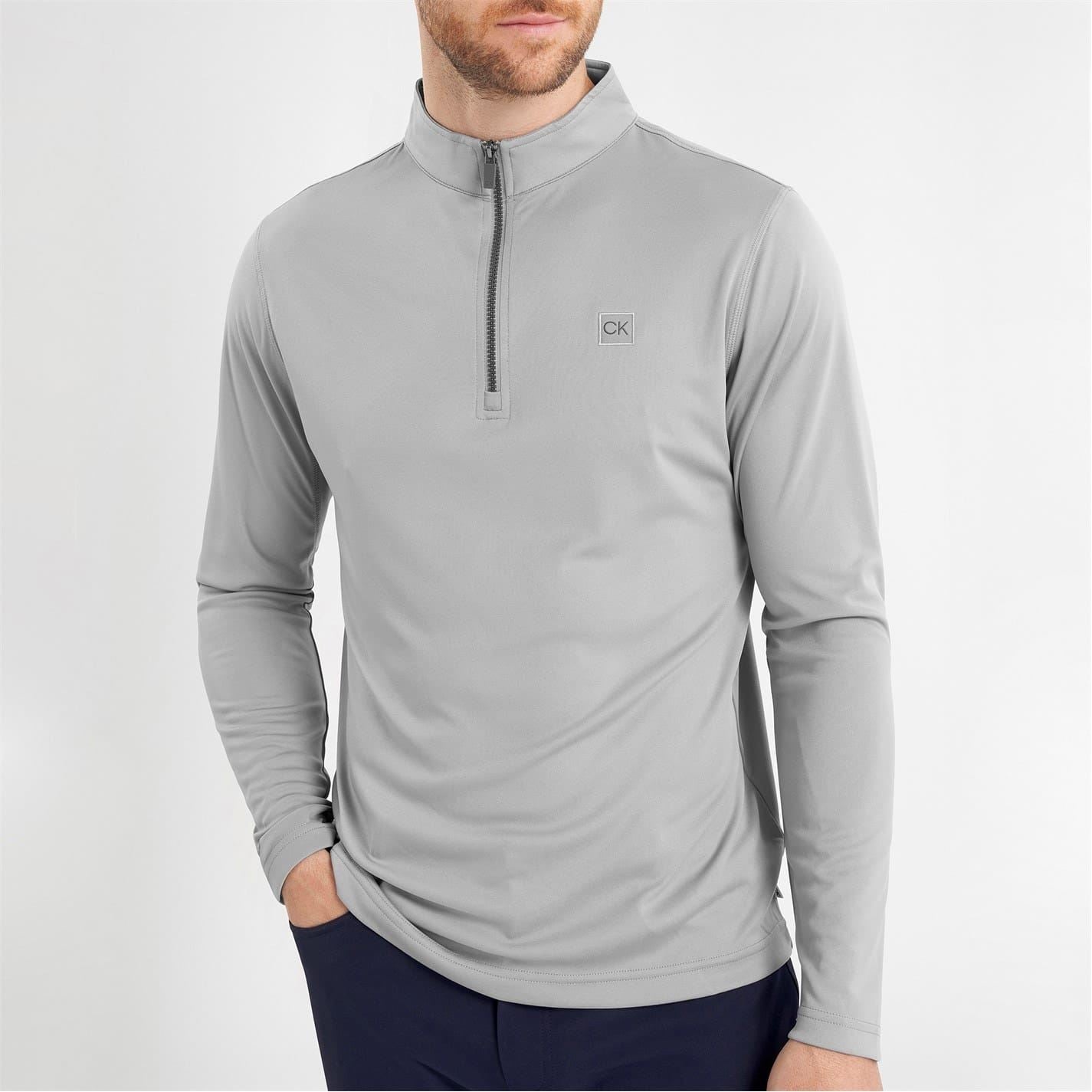 Calvin Klein Golf Regular Fit Zip Neck Long Sleeve Sweatshirt