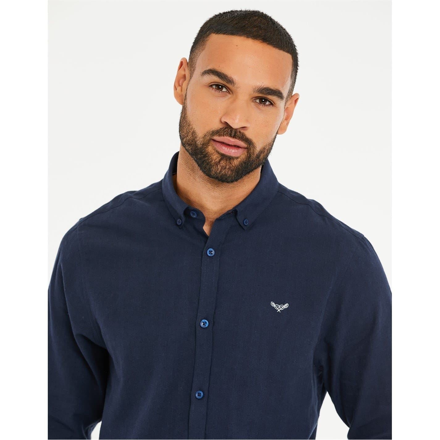 Threadbare Regular Fit Long Sleeve Button Down Collar Shirt