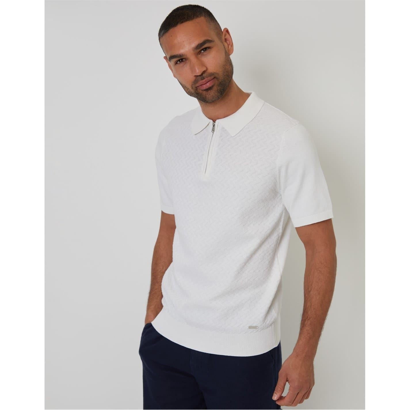 Threadbare Whittley Zip Neck Short Sleeve Polo Shirt
