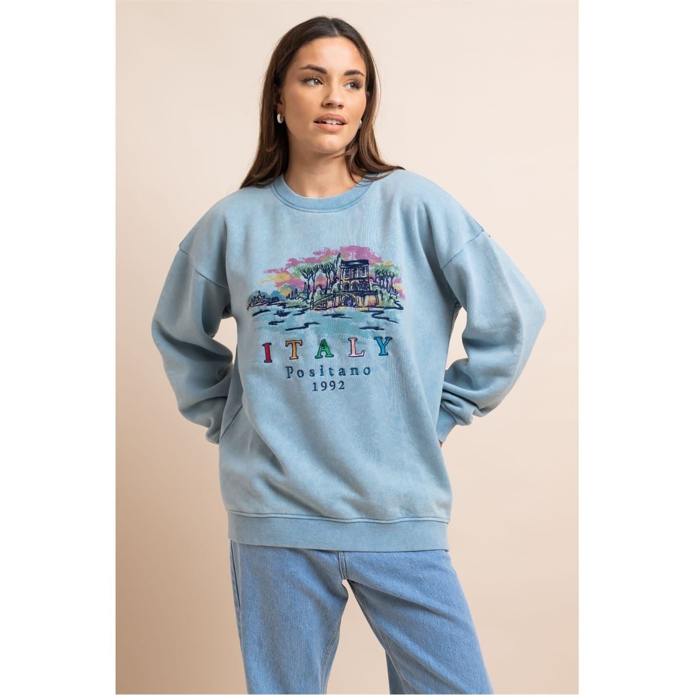 Daisy Street Crew Neck Relaxed Fit Sweatshirt