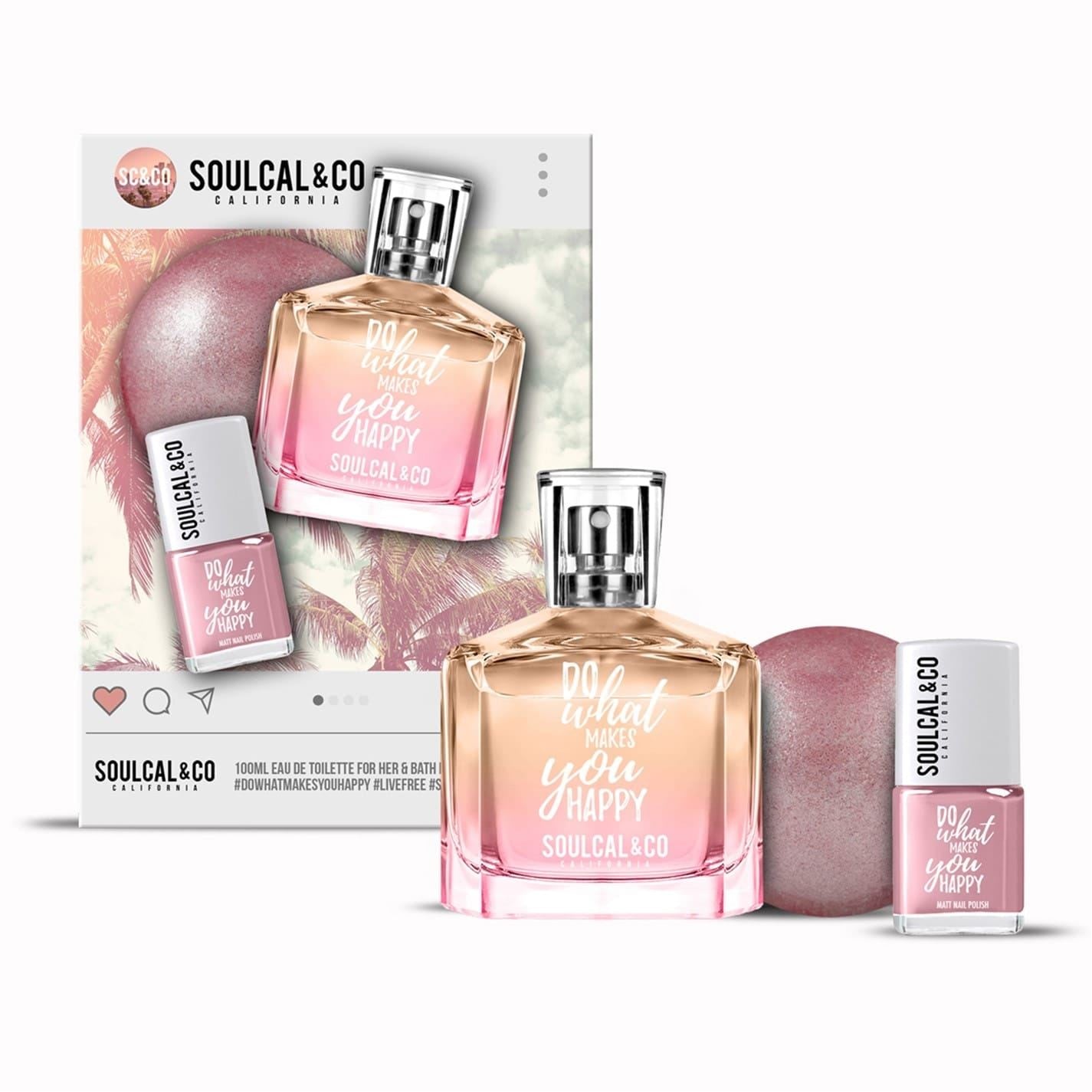 SoulCal Cal 100ml Eau De Toilette 90g Bath Bomb And 6ml Nail Polish Pamper Gift Set