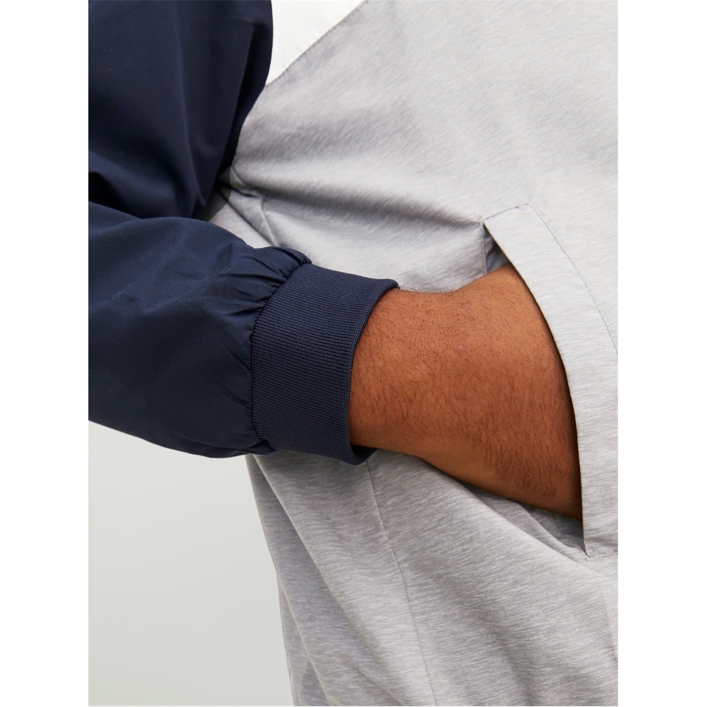 Jack and Jones Hooded Neck Color Block Ribbed Cuff Bomber Jacket