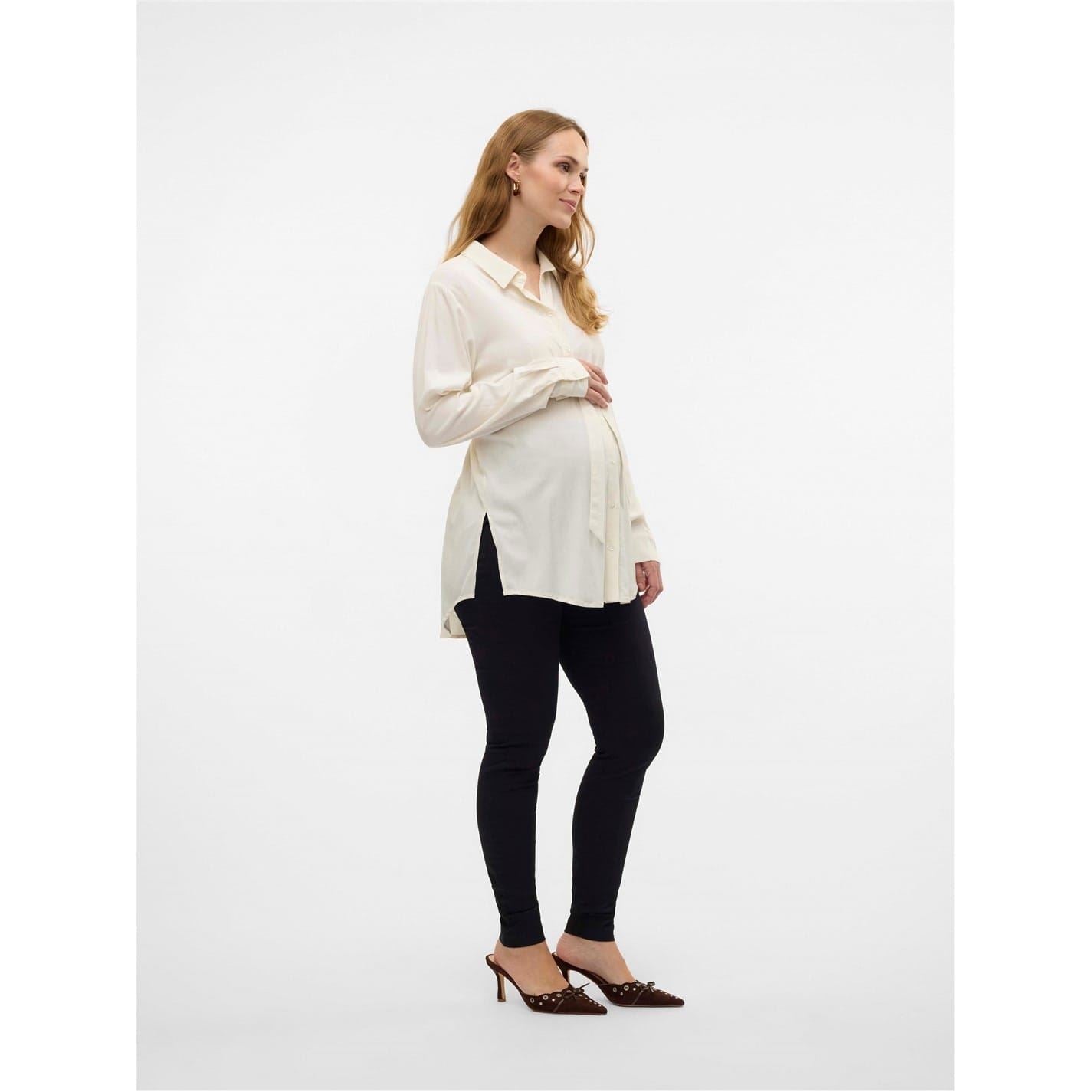Mamalicious Mlelva Collared Neck Long Sleeve Shirt