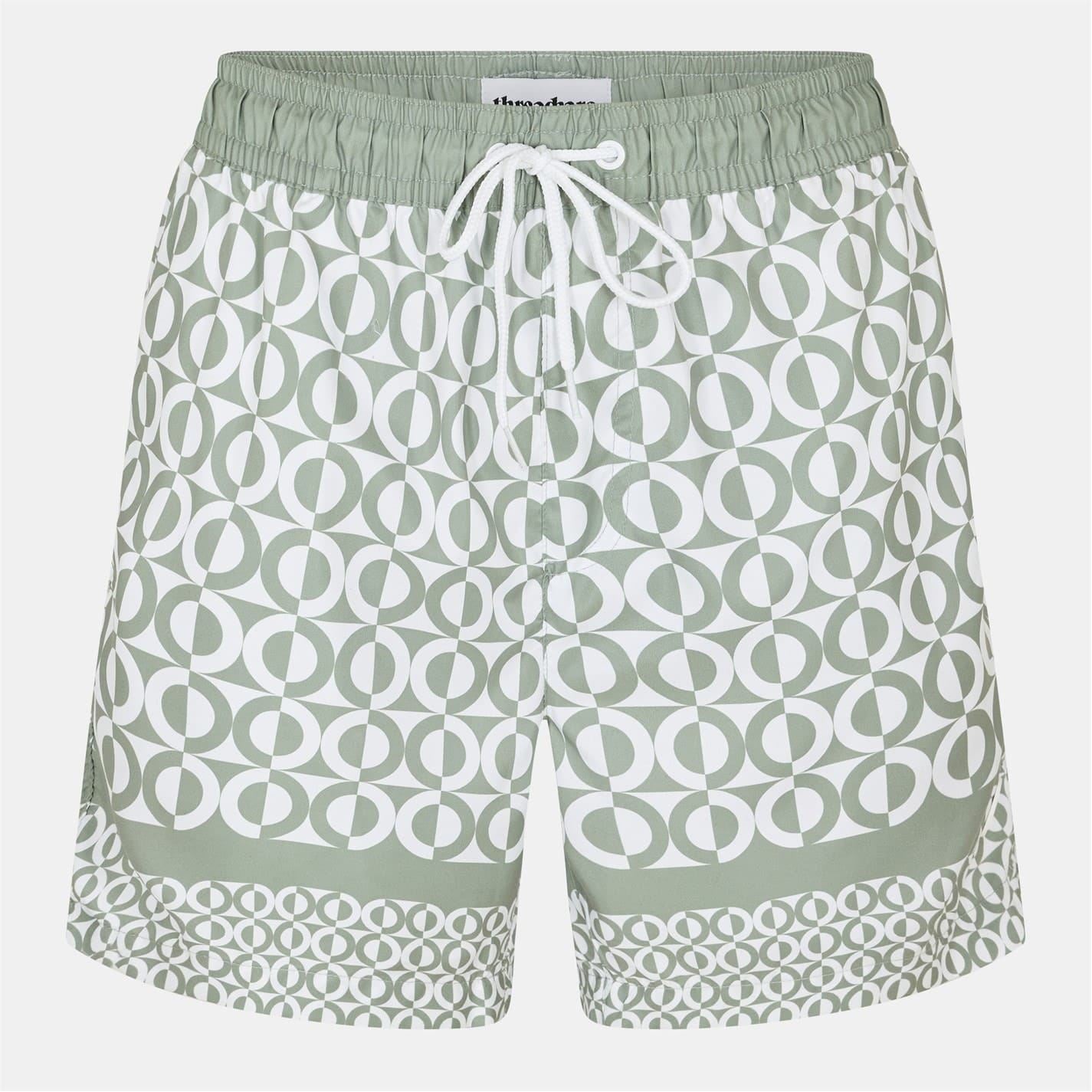 Threadbare Geometric Patterned Swim Shorts
