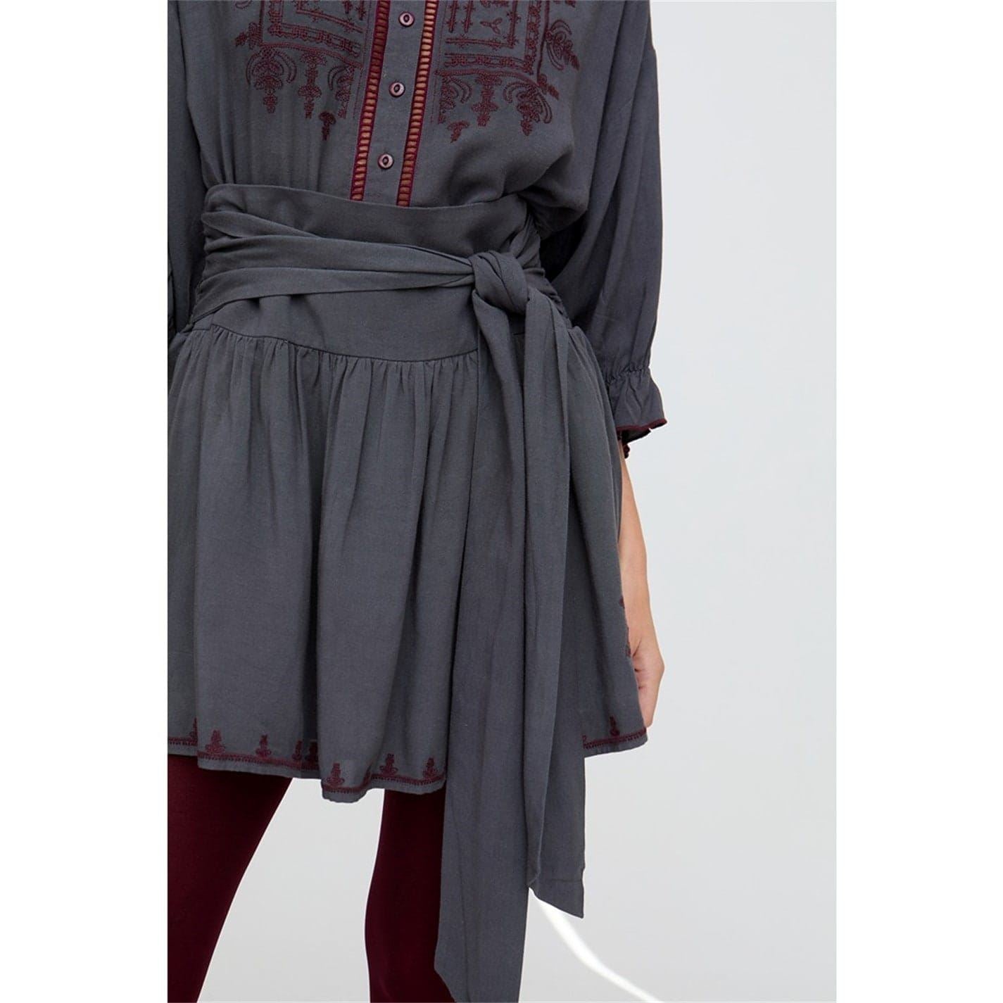 Raffya Solid Patterned Julie Mini Wrap Skirt