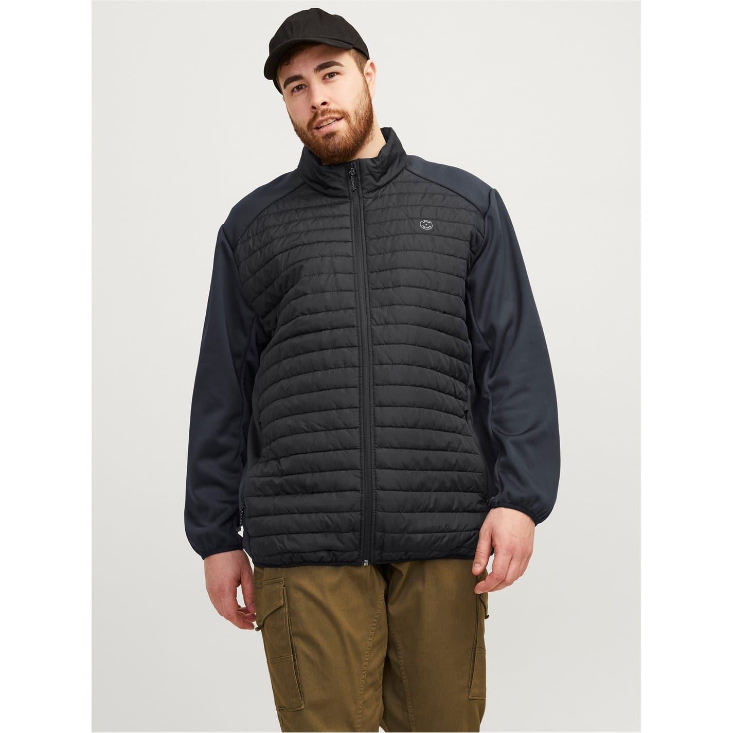 Jack and Jones Solid Patterned Puffer Jacket with Zipped Pocket and Ribbed Cuff