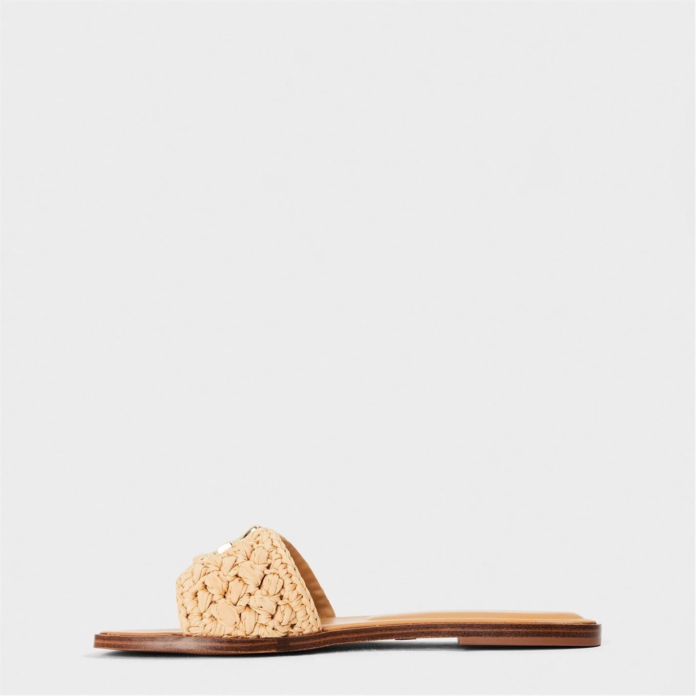 Aldo Textured Open Toe Flat Heel Slides