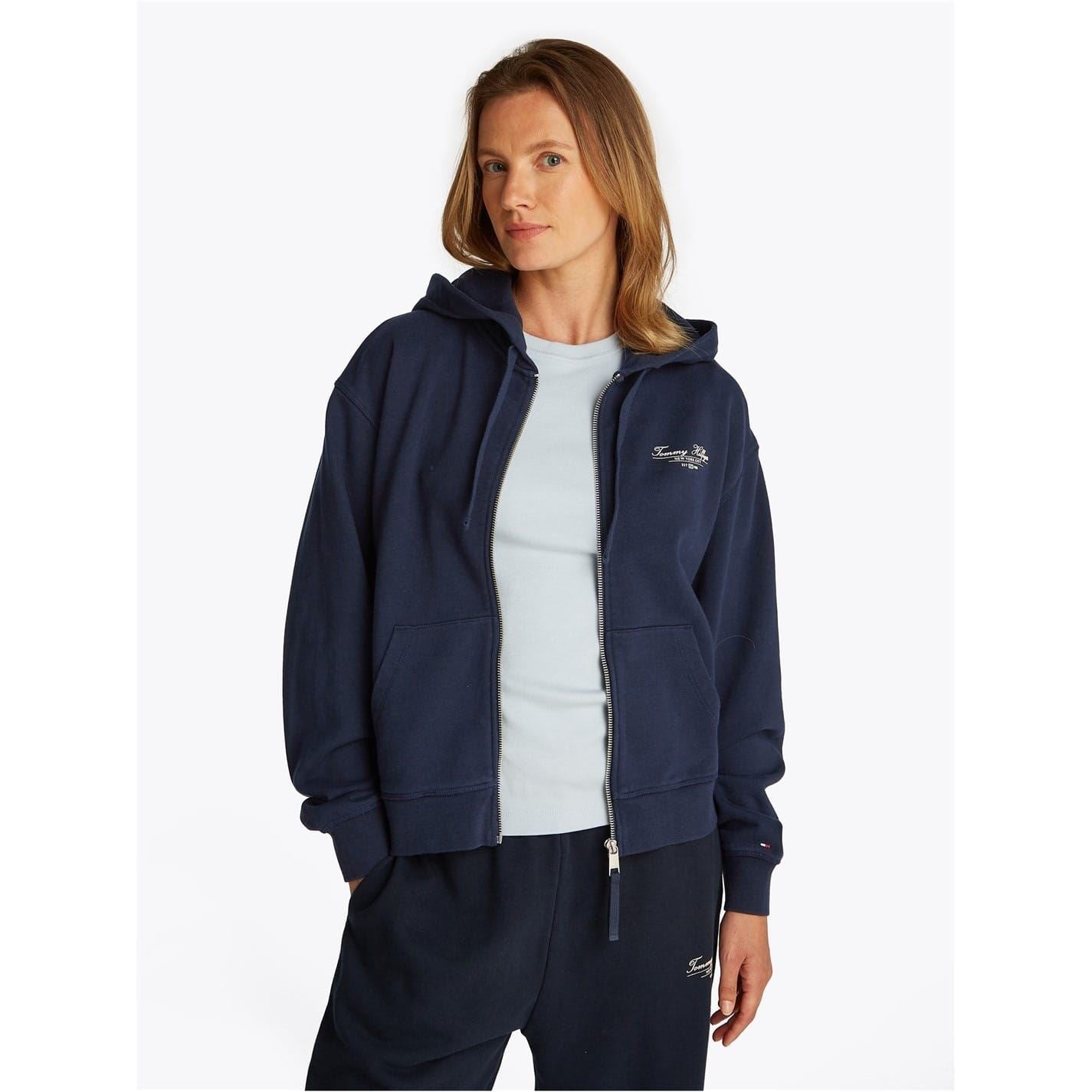 Tommy Hilfiger Script Hooded Ribbed Cuff Sweat Jacket