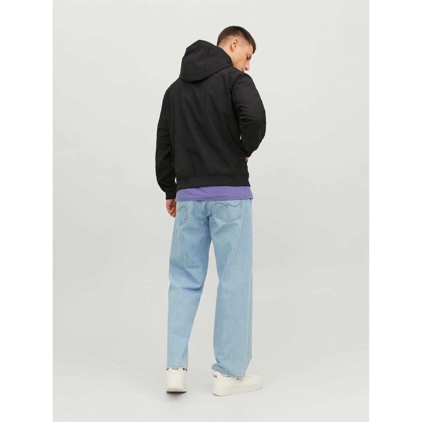 Jack and Jones Softshell Solid Patterned Hooded Drawstring Zipped Pocket Jacket