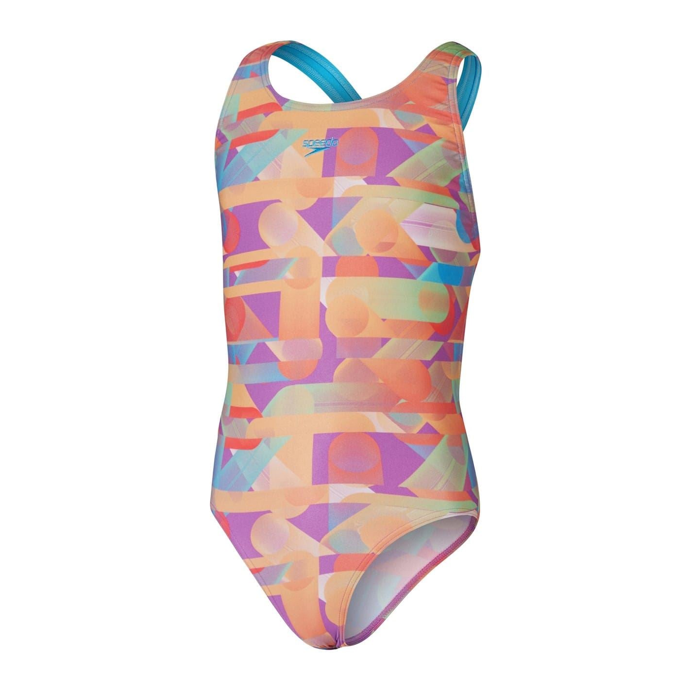 Speedo Geometric Patterned Leader Back One Piece Swimsuit