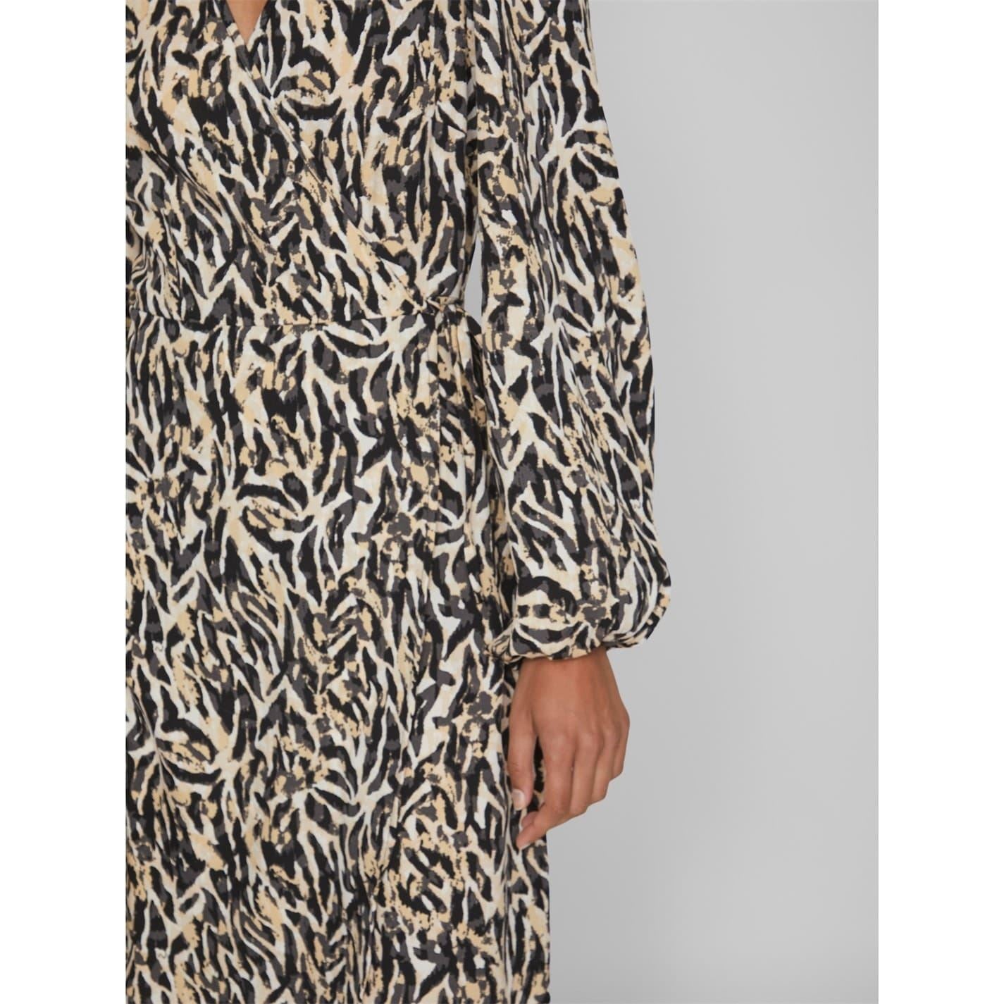 Vila Louisa V-Neck Midi Wrap Dress