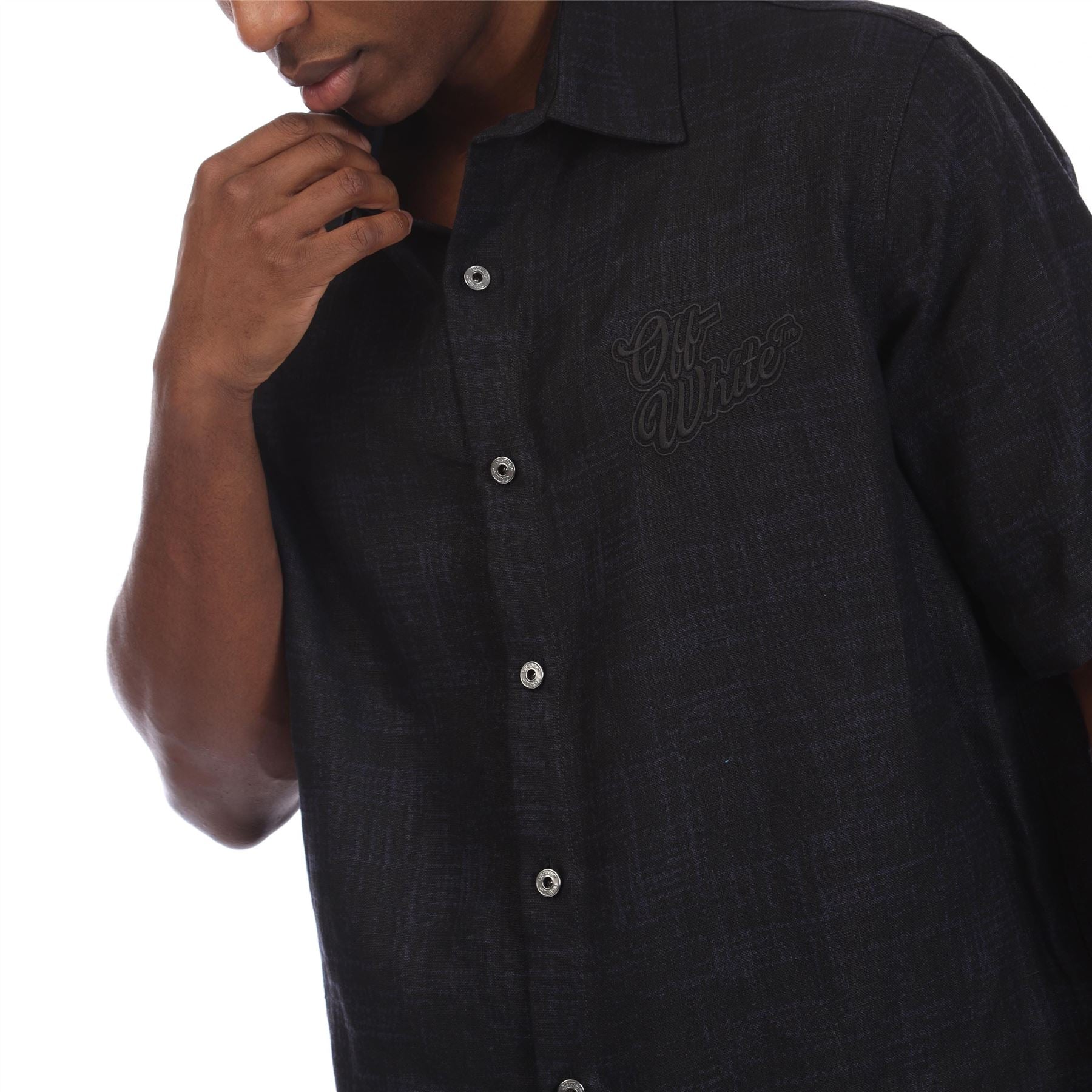 Off White 90s Logo Linen Bowling Shirt