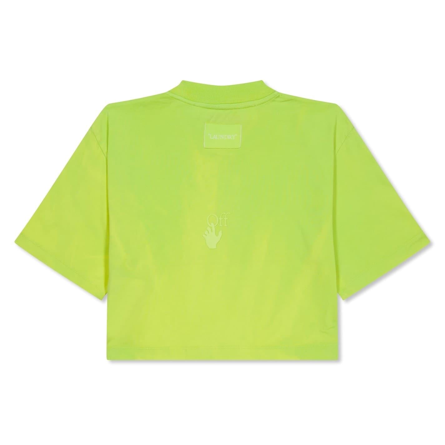 Off White Cropped Crew Neck Regular Fit T-Shirt
