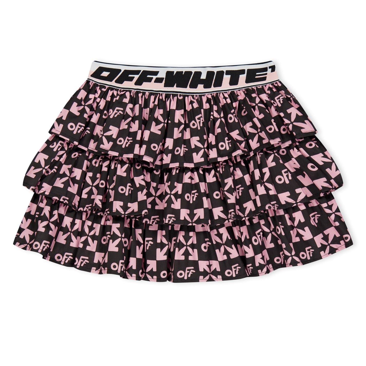Off White Ppln Mini Tiered Skirt
