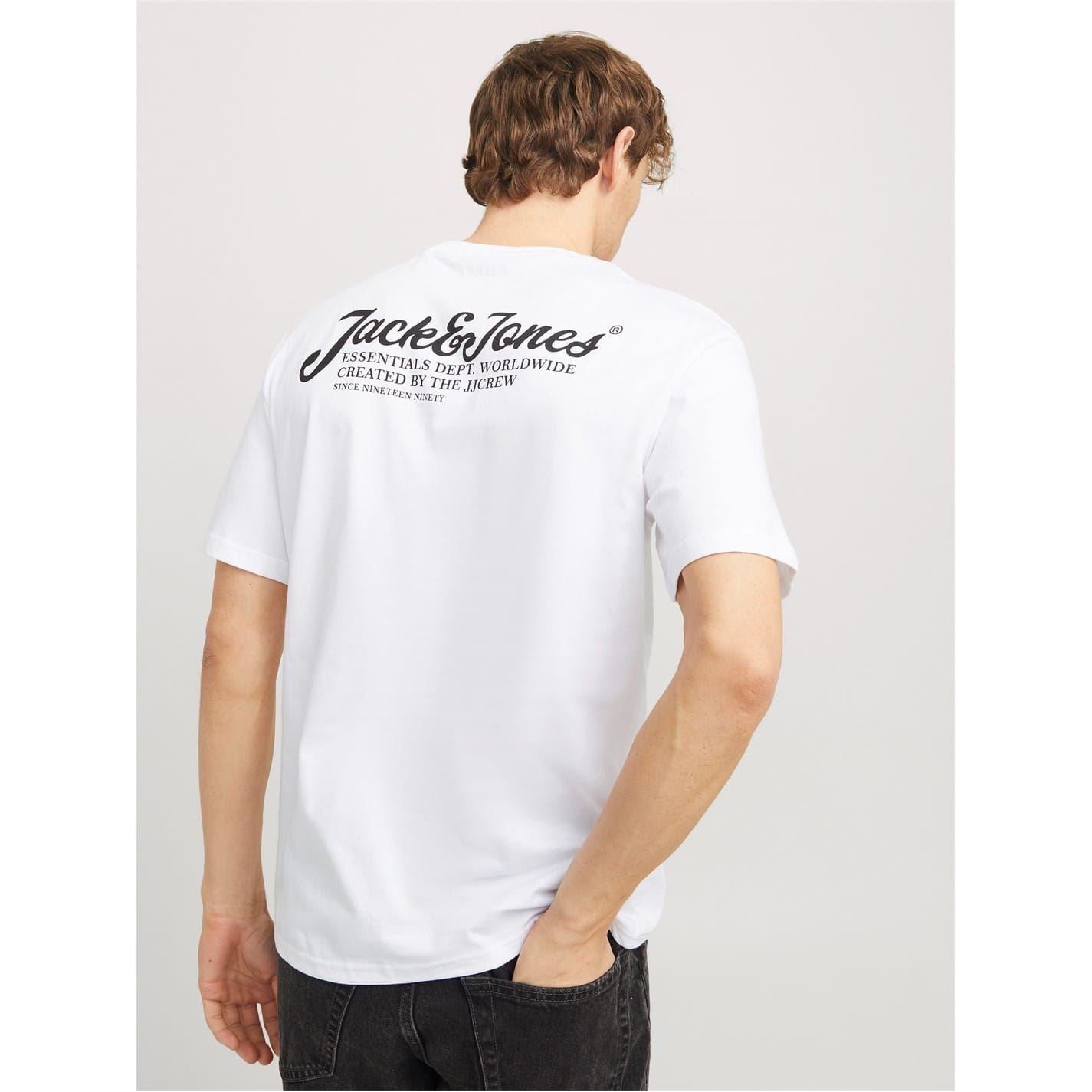 Jack and Jones Regular Fit Crew Neck Logo Print T-Shirt