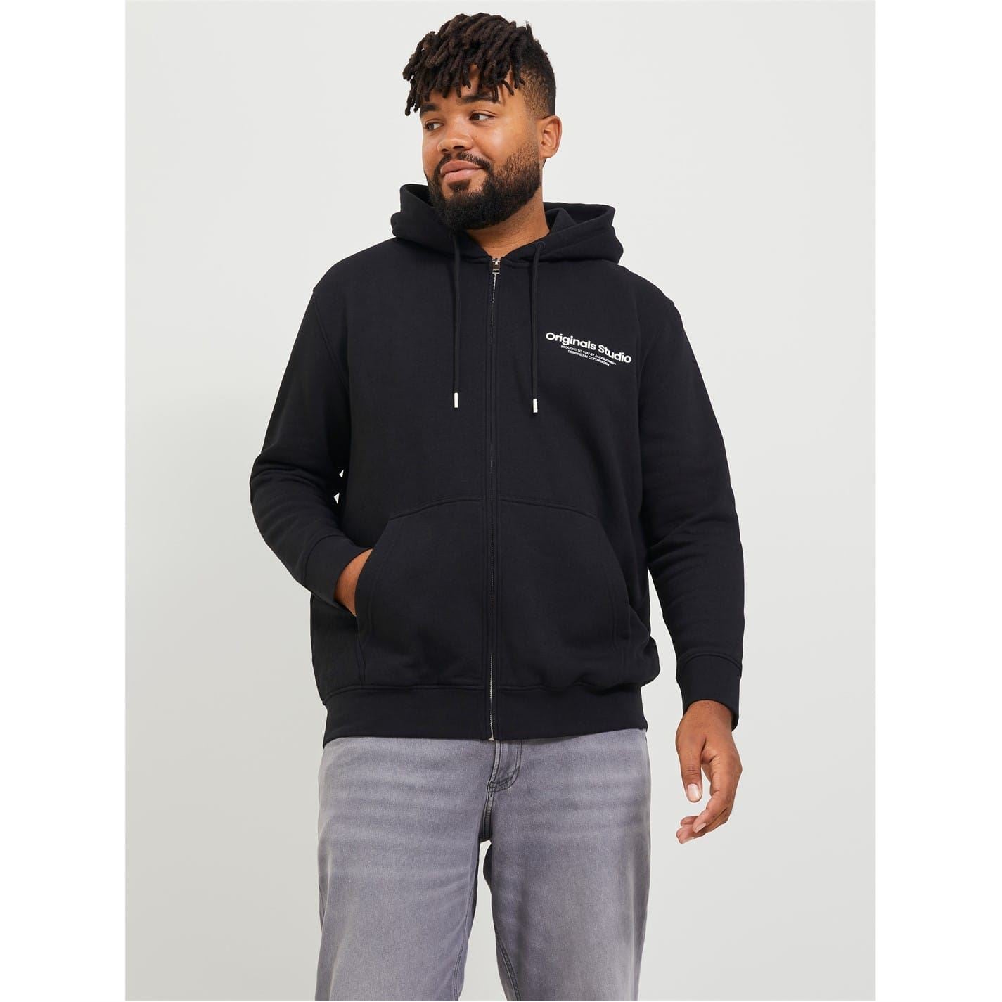 Jack and Jones Vester Hooded Ribbed Cuff Lettering Sweat Jacket
