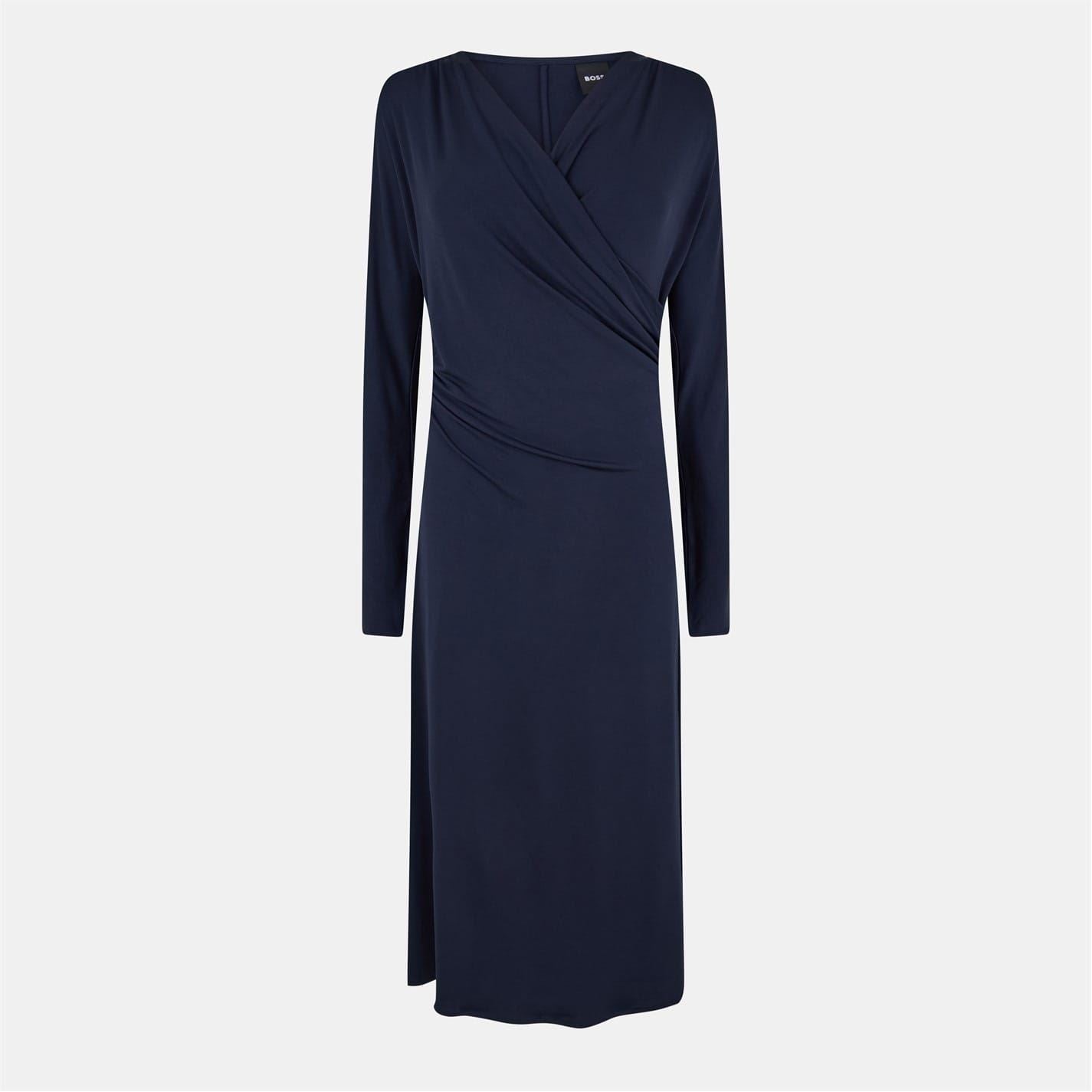 Boss Ettita V-Neck Long Sleeve Midi Wrap Dress