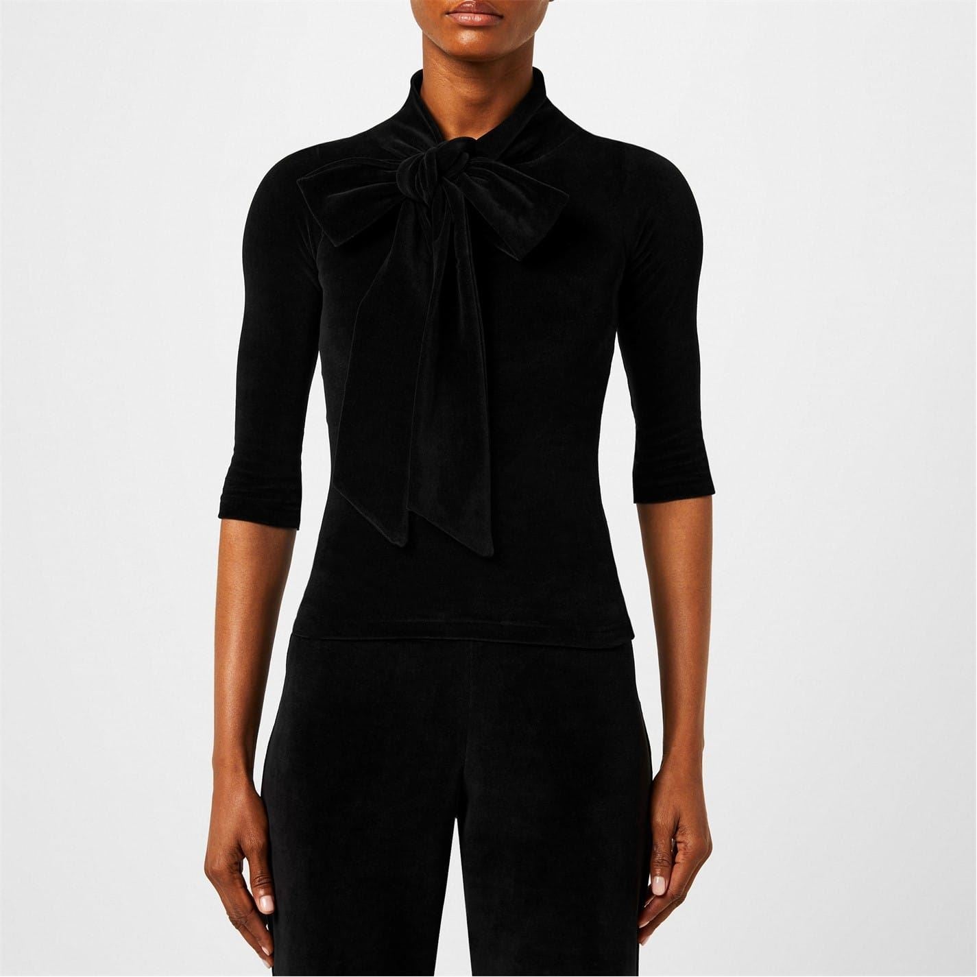 Balenciaga Scarf Detail Velvet Top