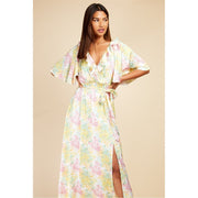 Little Mistress V-Neck Short Sleeve Maxi Wrap Dress