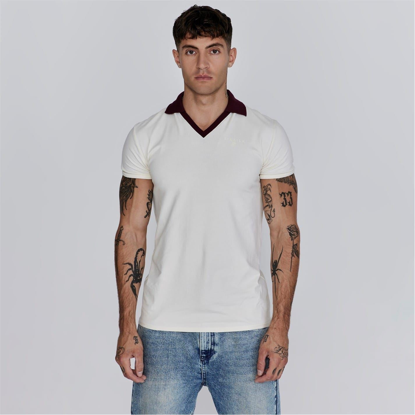 SikSilk Contrast Collared Slim Fit Polo Shirt