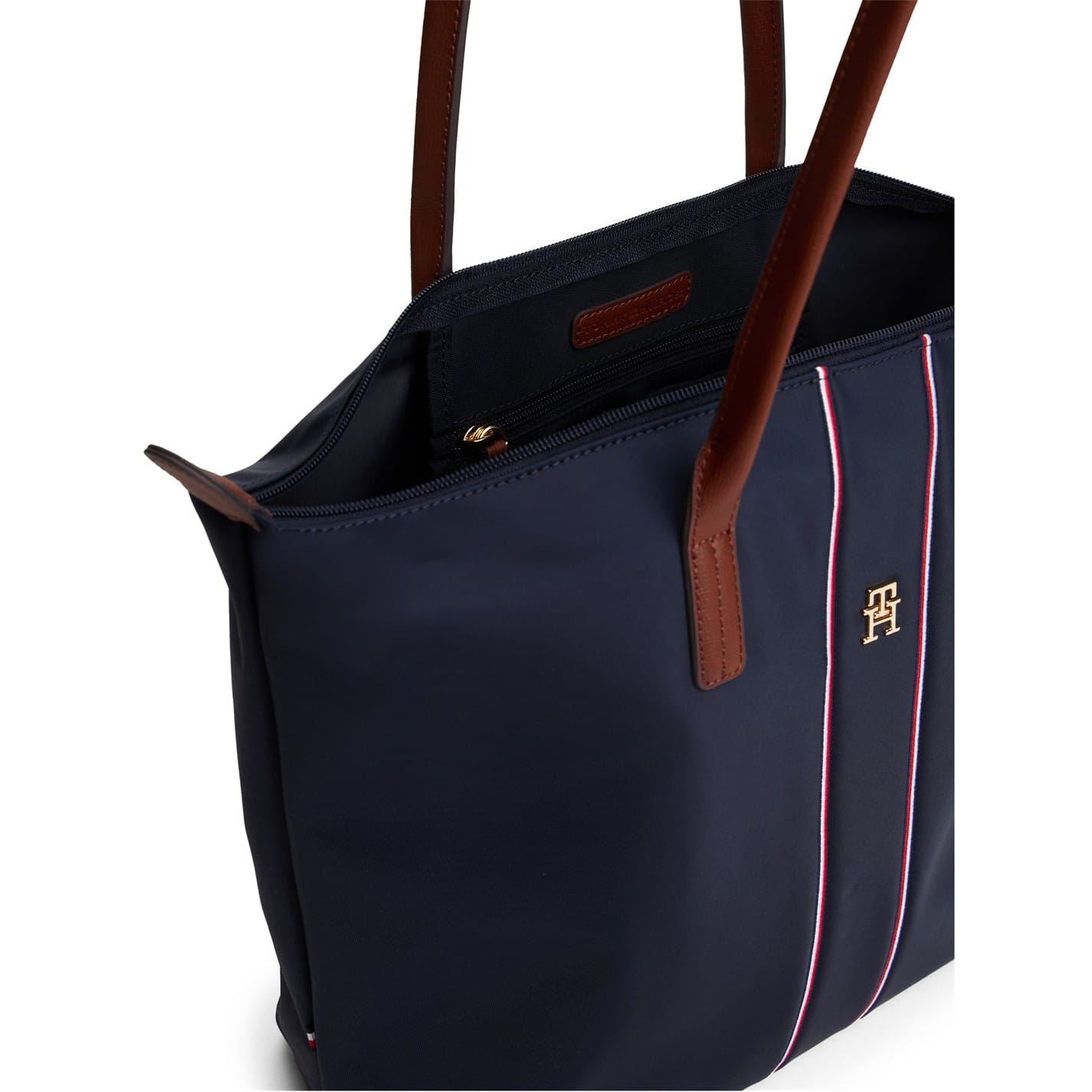Tommy Hilfiger Popette Vertical Stripe Tote with Metal Branding