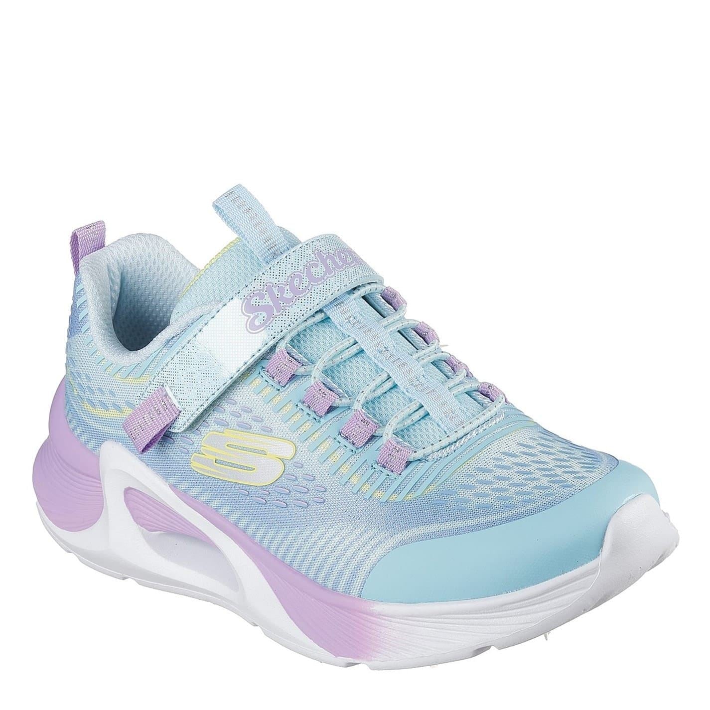 Skechers Sparkle Mesh Print Low Top Sneakers with Bungee Straps
