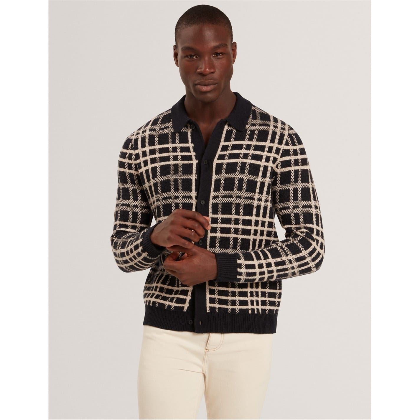 Ted Baker Check Collared Long Sleeve Sweater