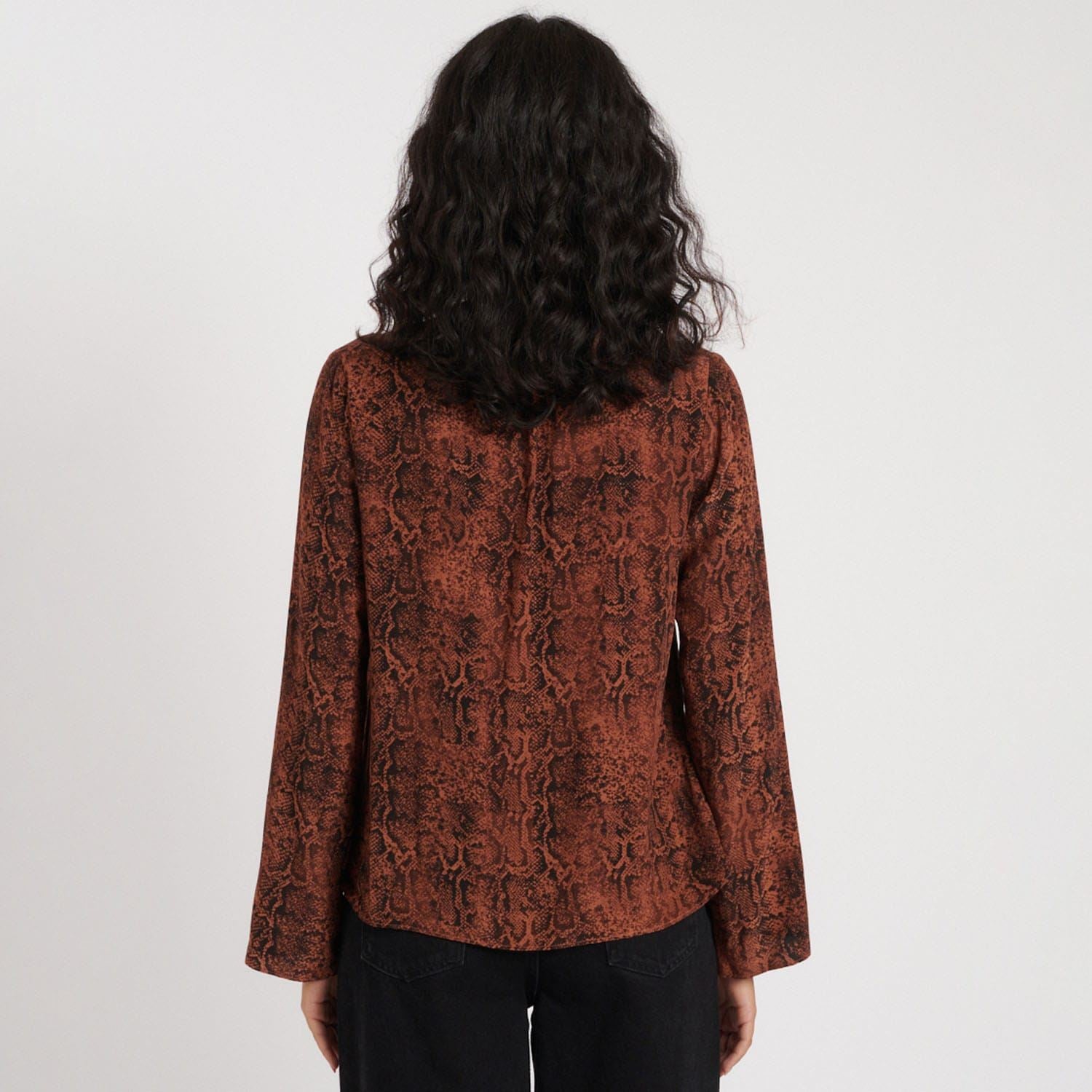 Nobodys Child Karina Snake Print Scarf Blouse