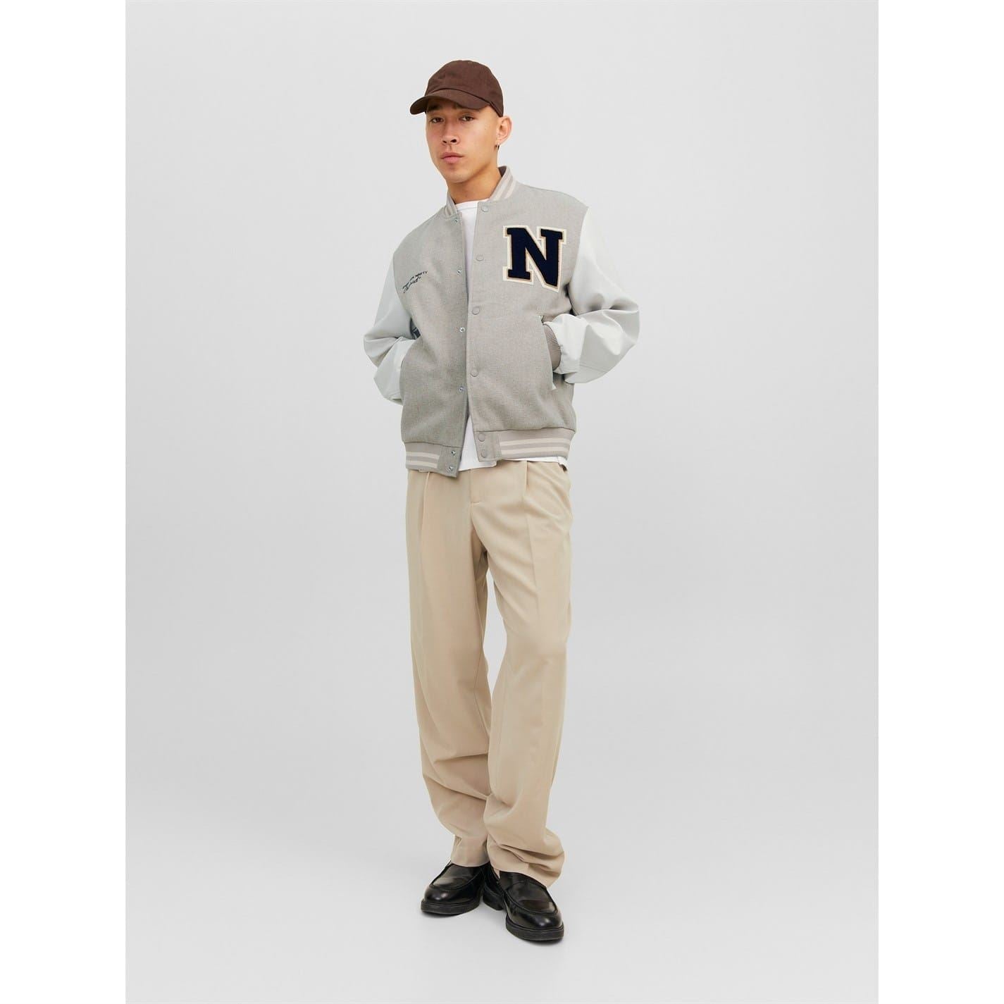 Jack and Jones College Wool Blend Short Bomber Jacket