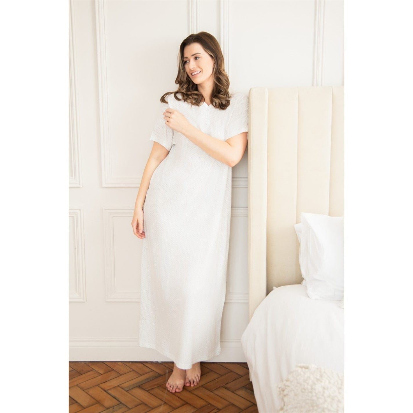 Camille Womens 100 Percent  Organic Cotton Short Sleeve Nightdress