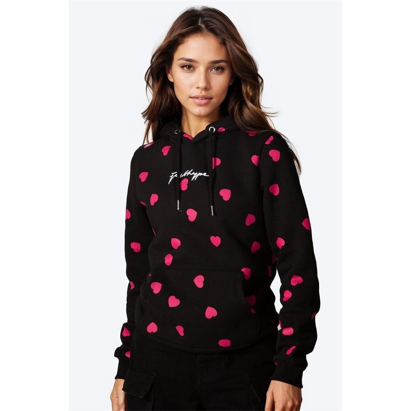 Hype Hooded Heart Print Sweatshirt