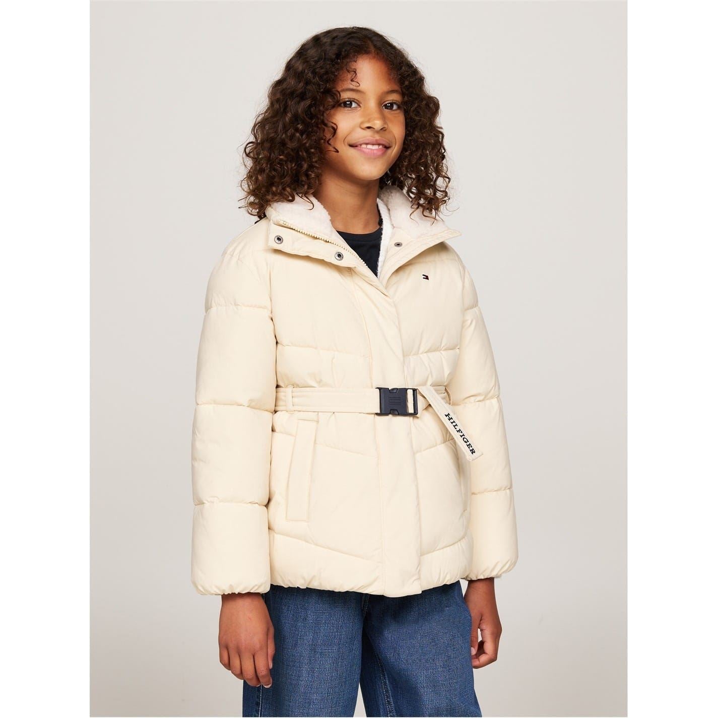 Tommy Hilfiger Collar Belted Puffer Jacket