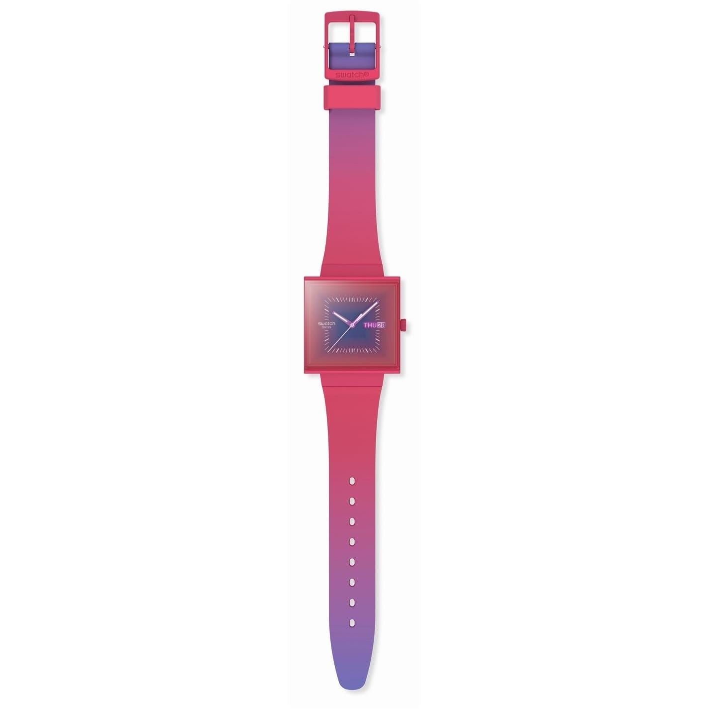 Swatch Squarely 53 Fashion Rubber Bracelet Analogue Watch