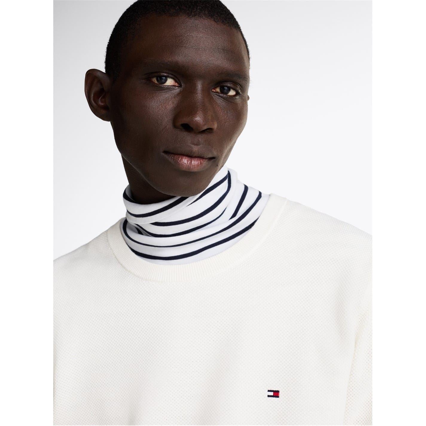 Tommy Hilfiger Crew Neck Ribbed Collar Long Sleeve Sweater