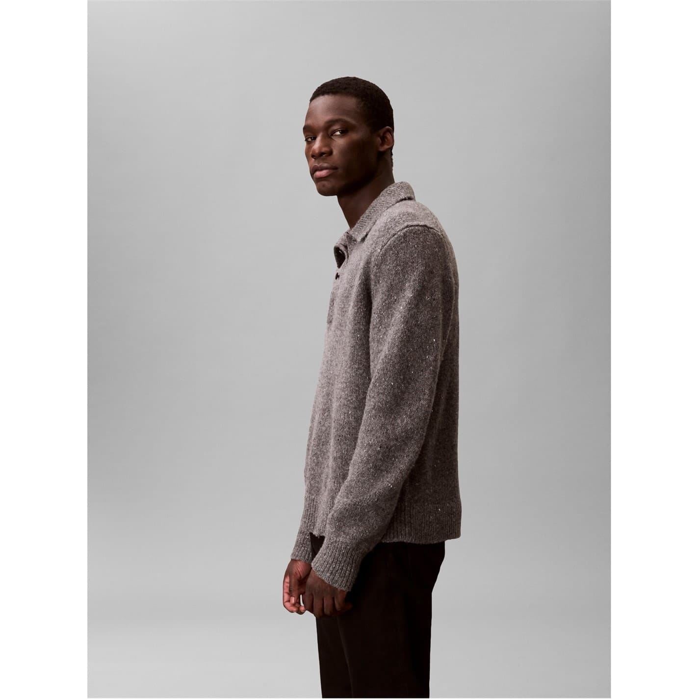 Calvin Klein Jeans Collared Neck Long Sleeve Polo Knit Sweater