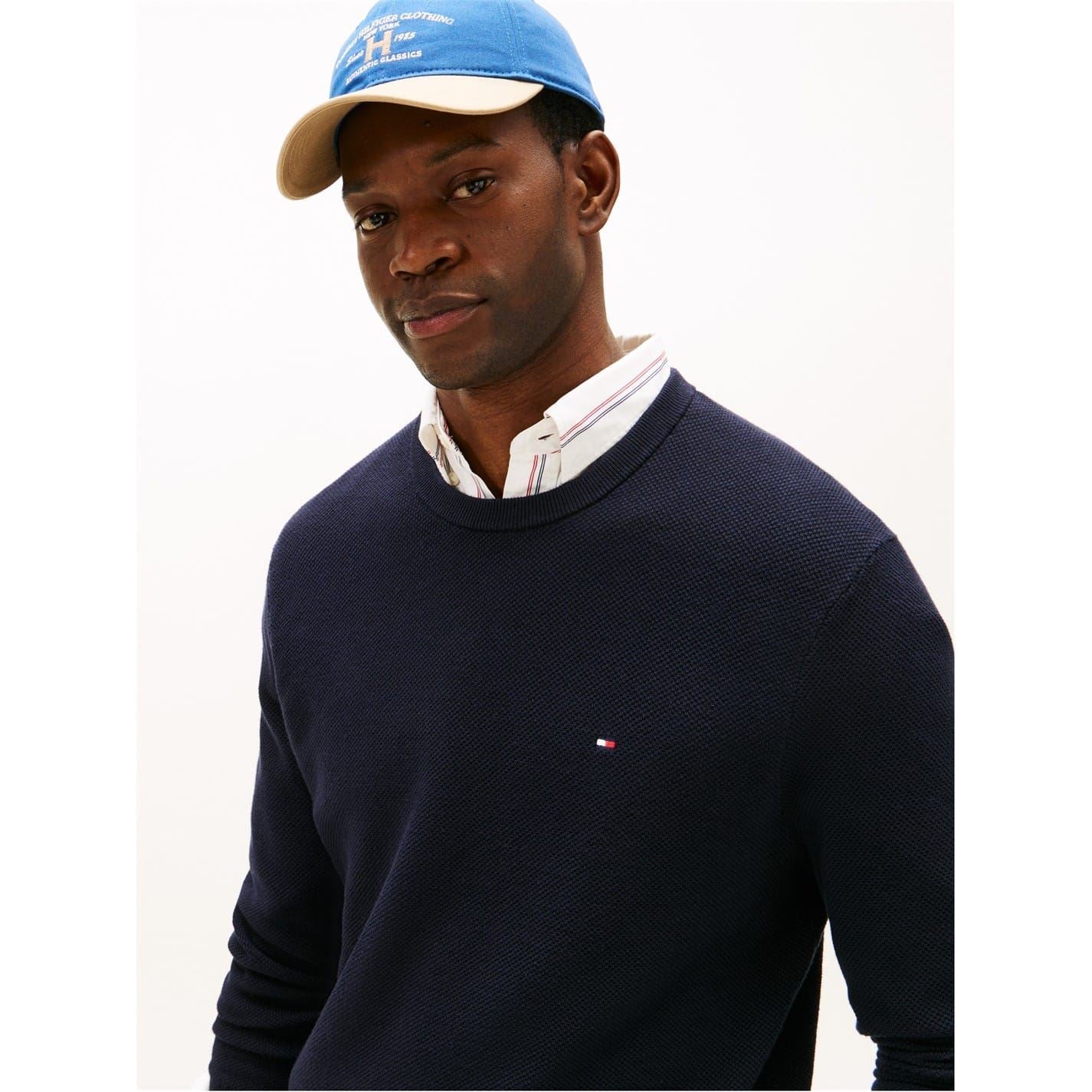 Tommy Hilfiger Crew Neck Ribbed Collar Long Sleeve Sweater