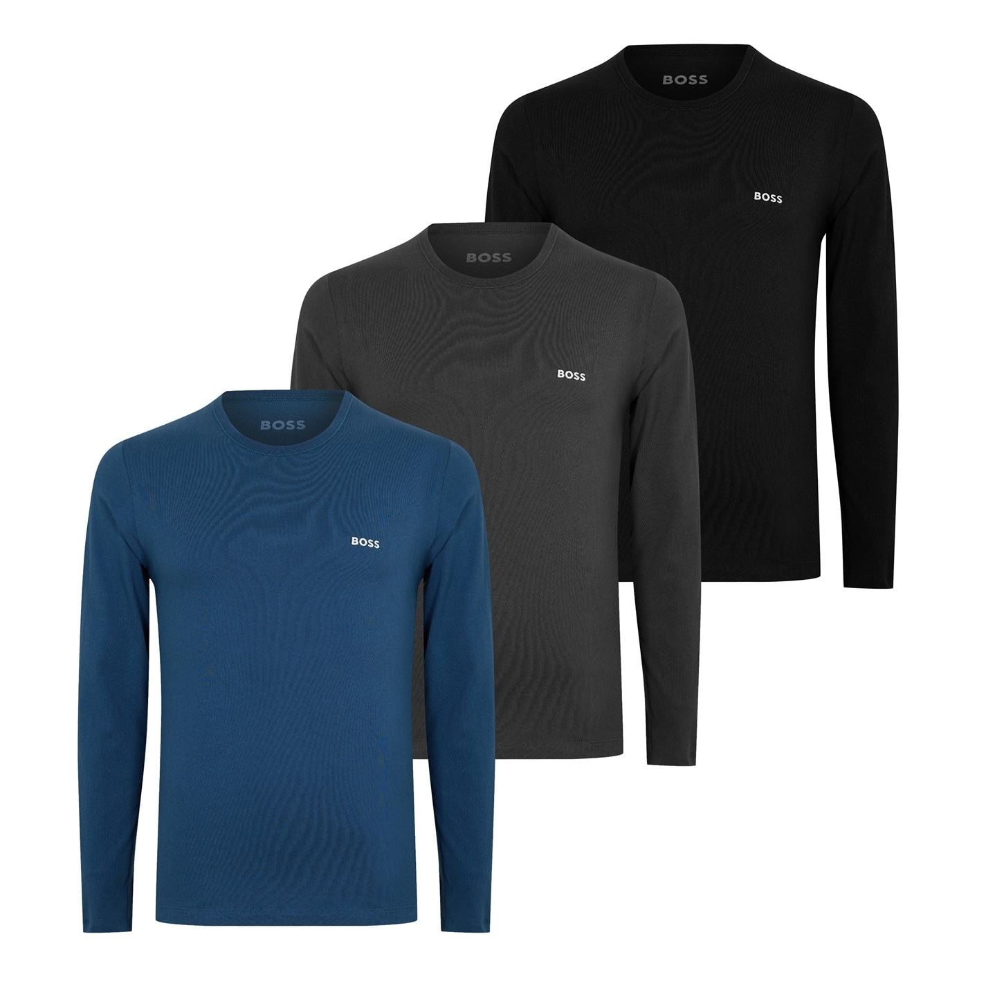 Boss 3 Pack Crew Neck Long Sleeve Regular Fit T-Shirt