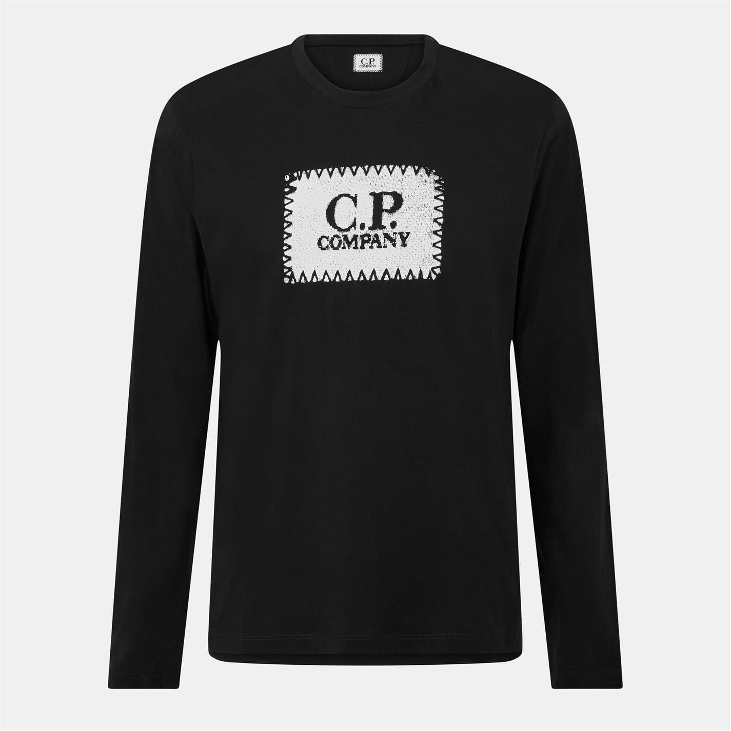C.P. Company Logo Print Crew Neck Long Sleeve Jersey T-Shirt
