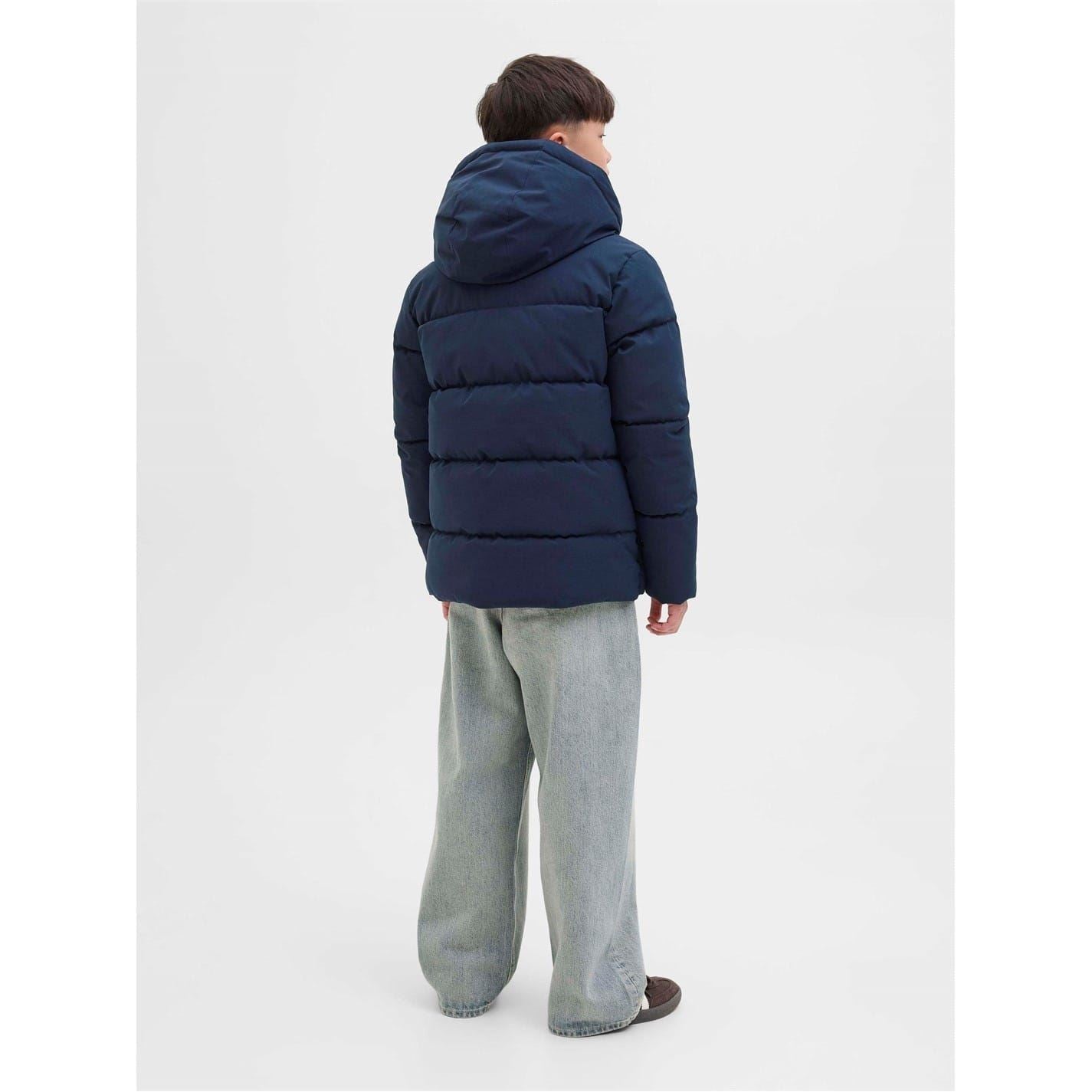 Jack and Jones Global Hooded Solid Patterned Puffer Jacket