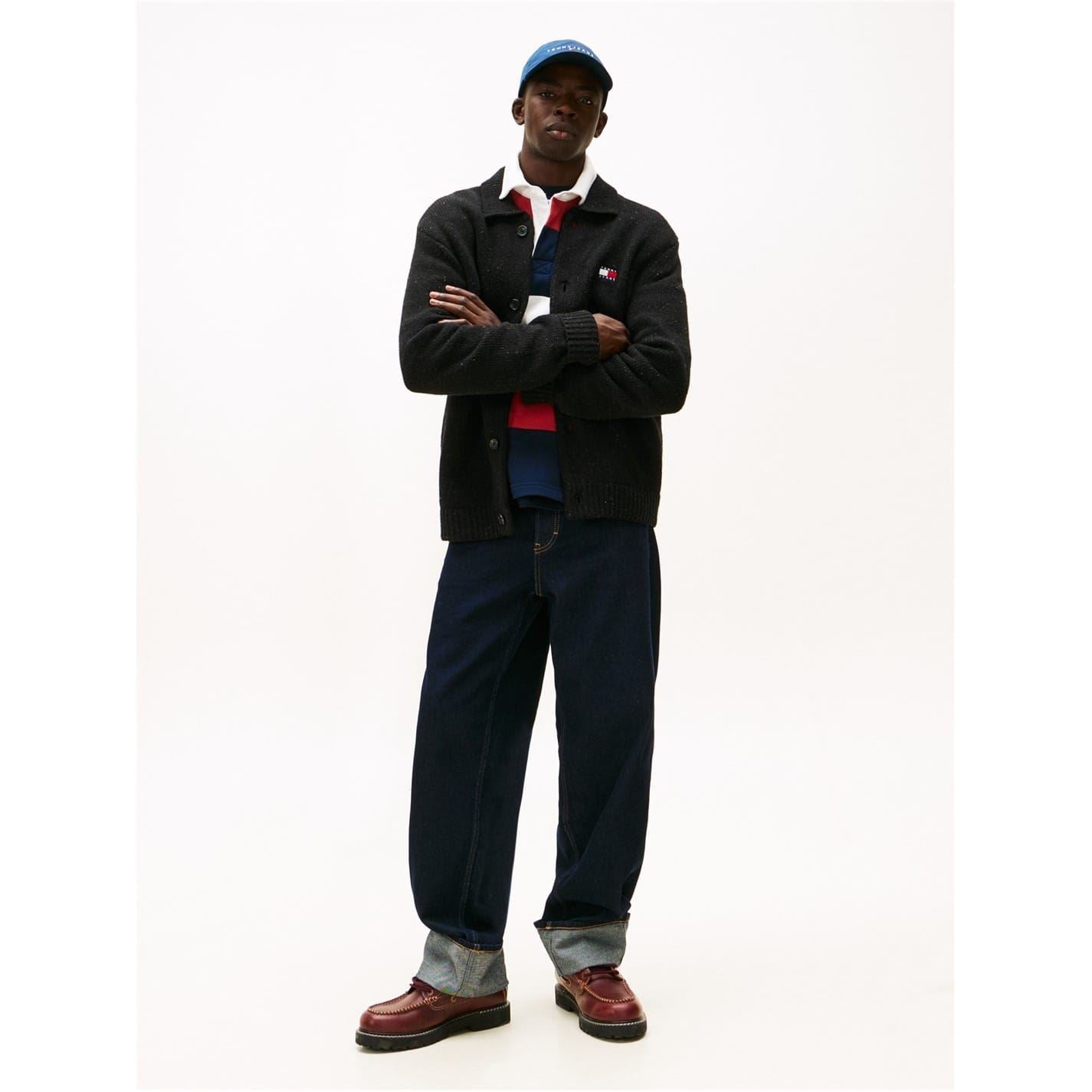 Tommy Jeans Badge Collared Neck Long Sleeve Sweater