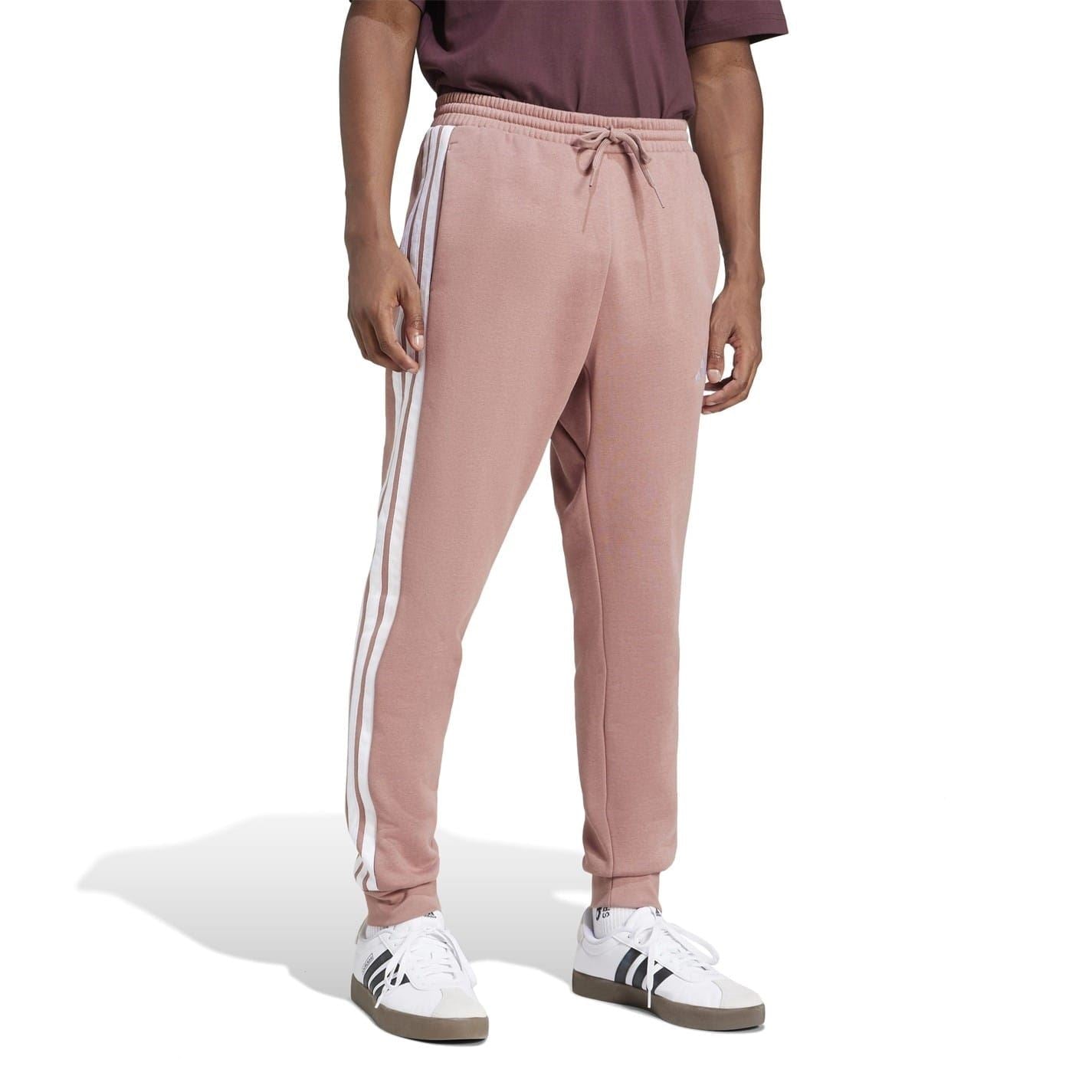 adidas Fleece Tapered Cuff 3 Stripes Joggers