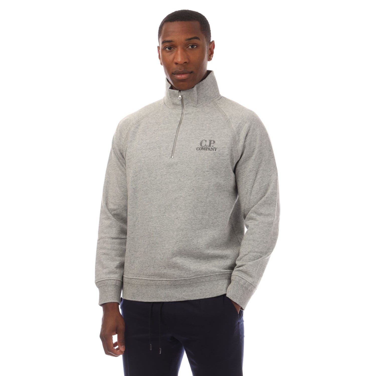 C.P. Company Diagonal Raised Fleece Half Zip Logo Sweatshirt