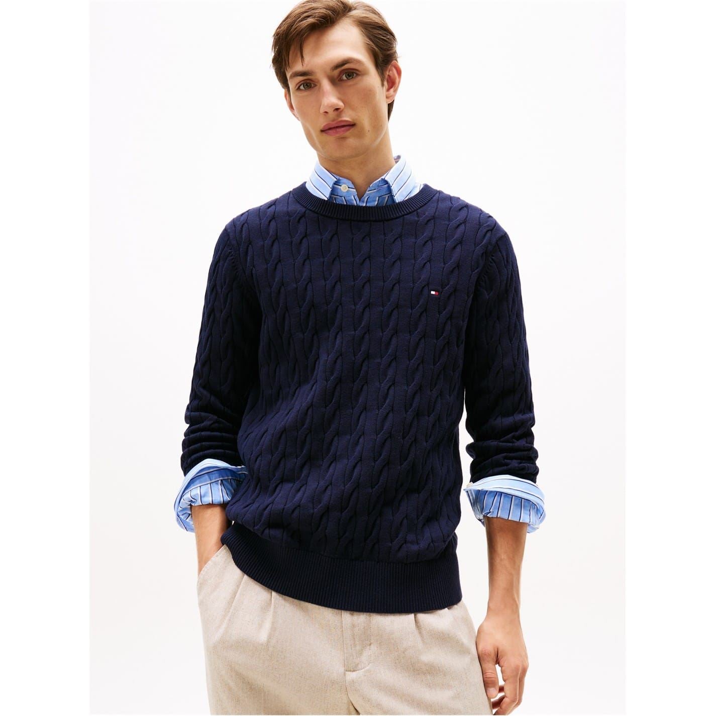 Tommy Hilfiger Cotton Cable Crew Neck